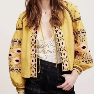 Anthropologie RD Koko Embroidered Top Peasant Jacket Boho 1X